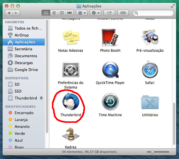 La aplicación Thunderbird en un Mac