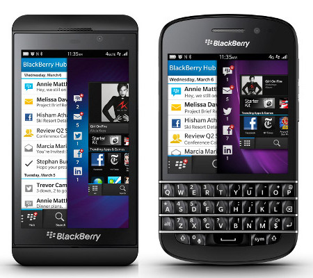 BlackBerry Z10 (izquierda) y Q10